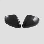 Carbon fiber mirror caps for EVs, sleek black finish, glossy texture