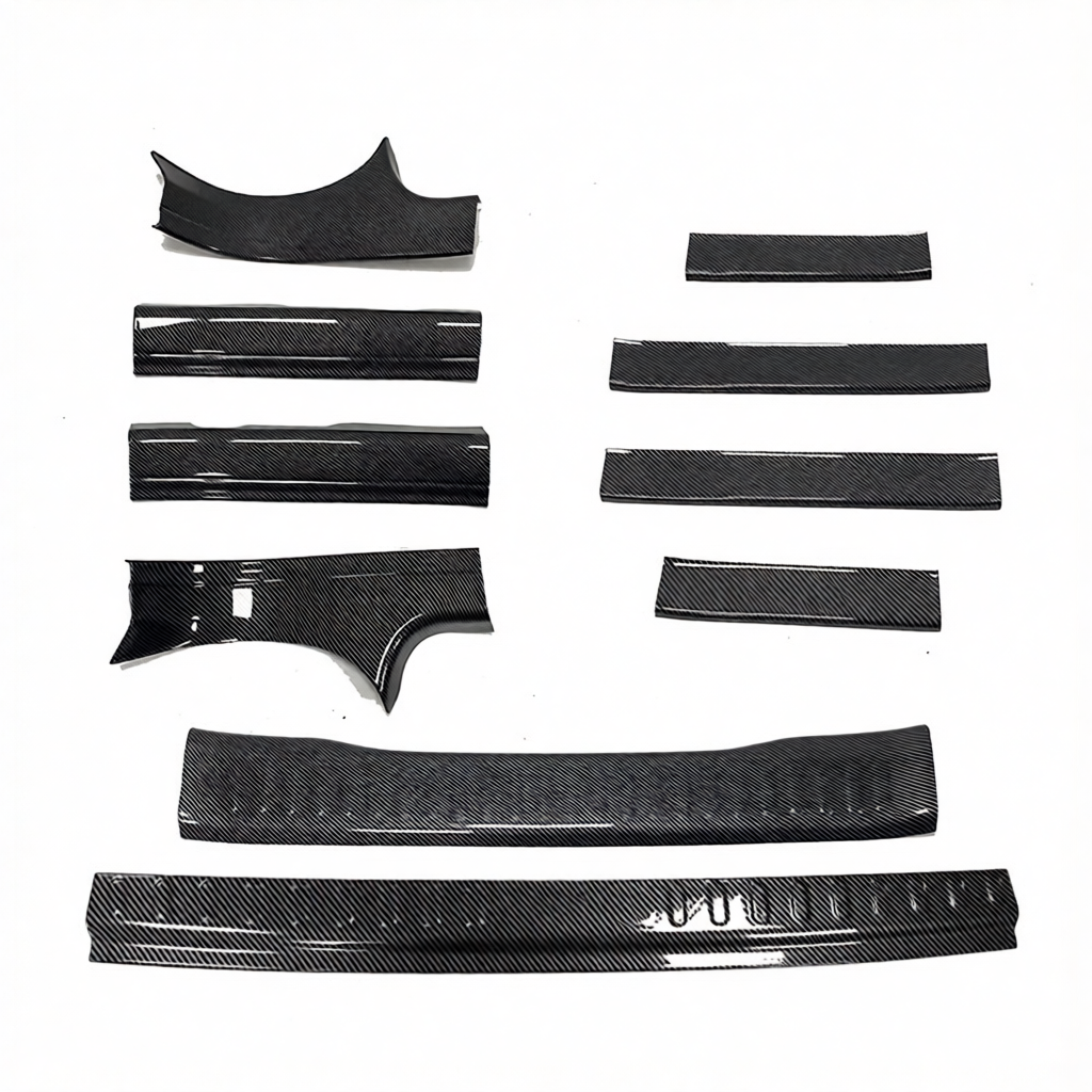 10PCS Door Sill Scuff Plate Guard Set for 2024-2026 Deepal G318 Carbon Fiber Look Welcome Pedal Trunk Rear Bumper Protector