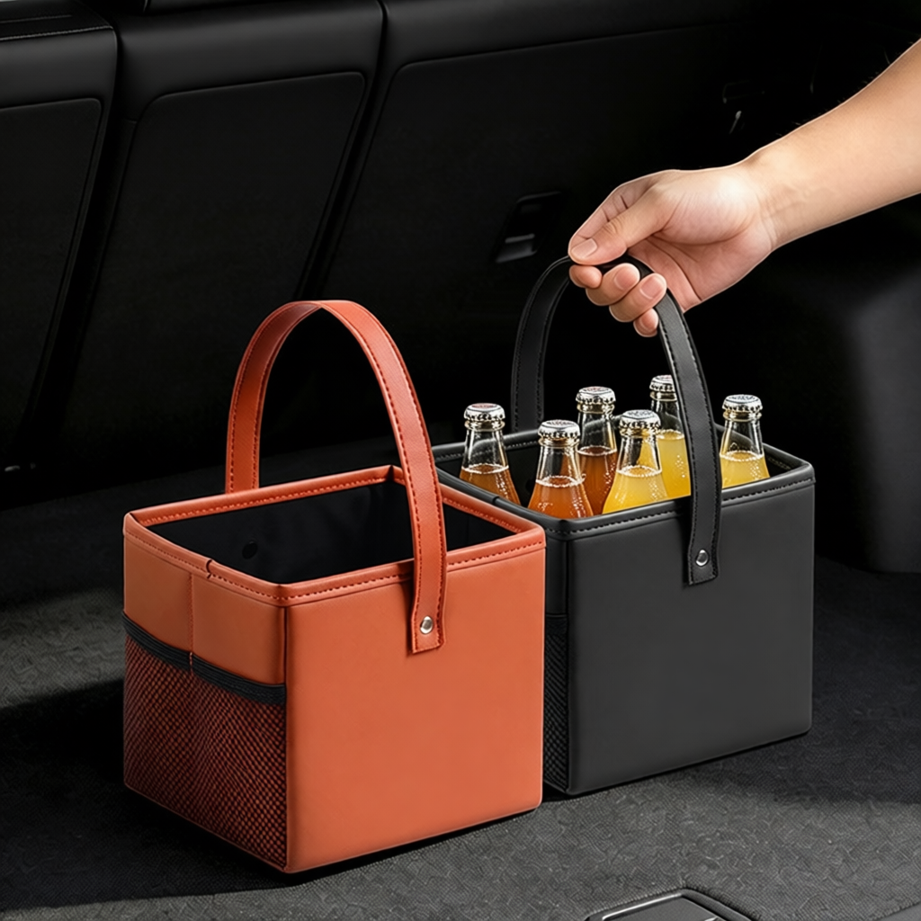 Foldable Car Trash Can for Leapmotor Portable PU Leather Storage