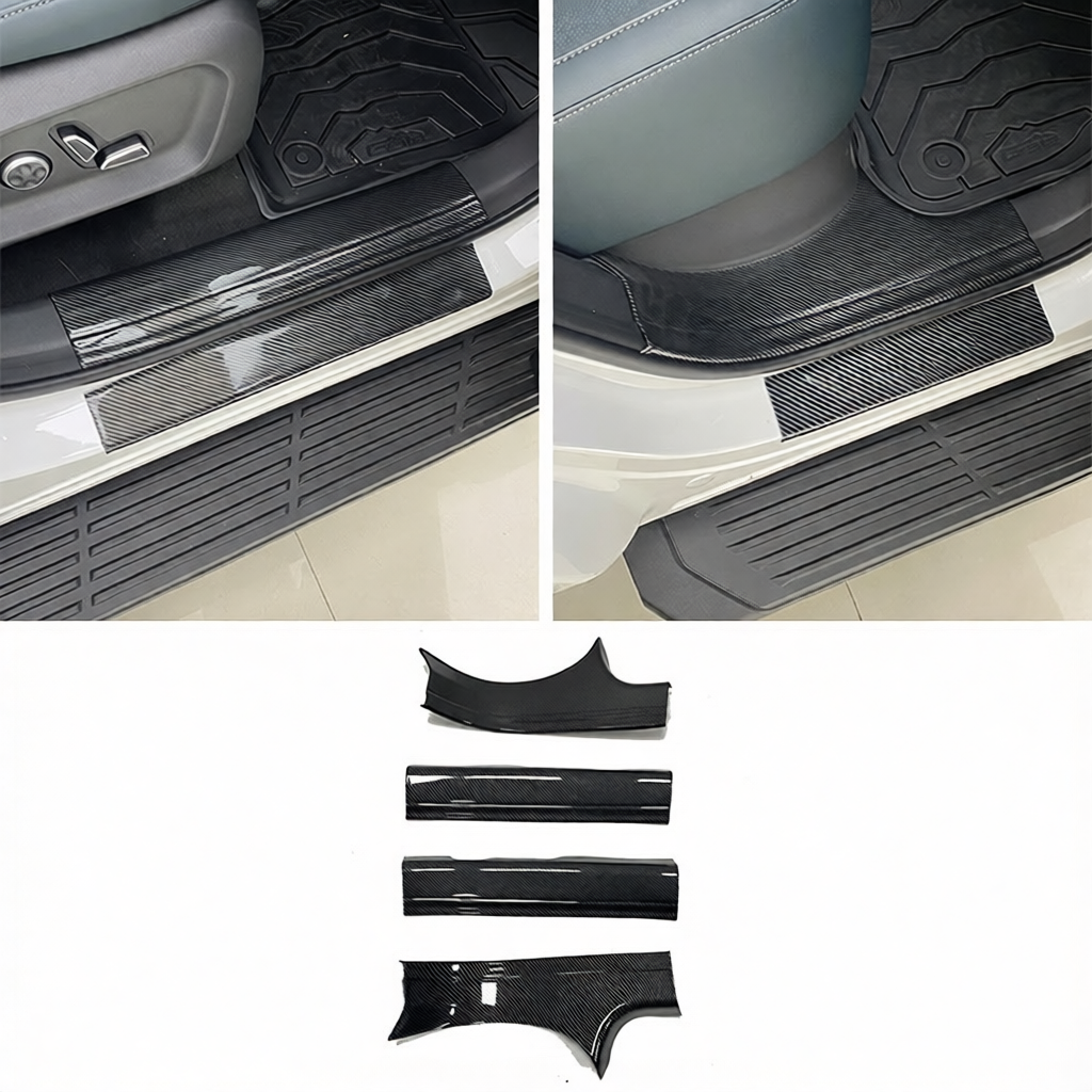 10PCS Door Sill Scuff Plate Guard Set for 2024-2026 Deepal G318 Carbon Fiber Look Welcome Pedal Trunk Rear Bumper Protector