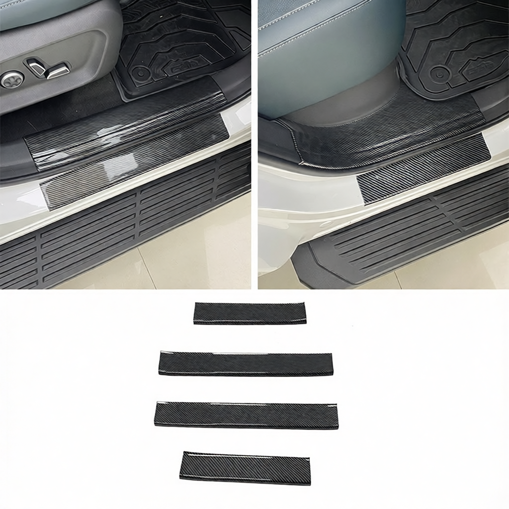 10PCS Door Sill Scuff Plate Guard Set for 2024-2026 Deepal G318 Carbon Fiber Look Welcome Pedal Trunk Rear Bumper Protector
