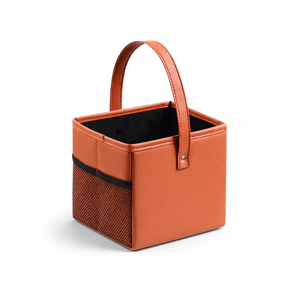 Foldable Car Trash Can for Leapmotor Portable PU Leather Storage