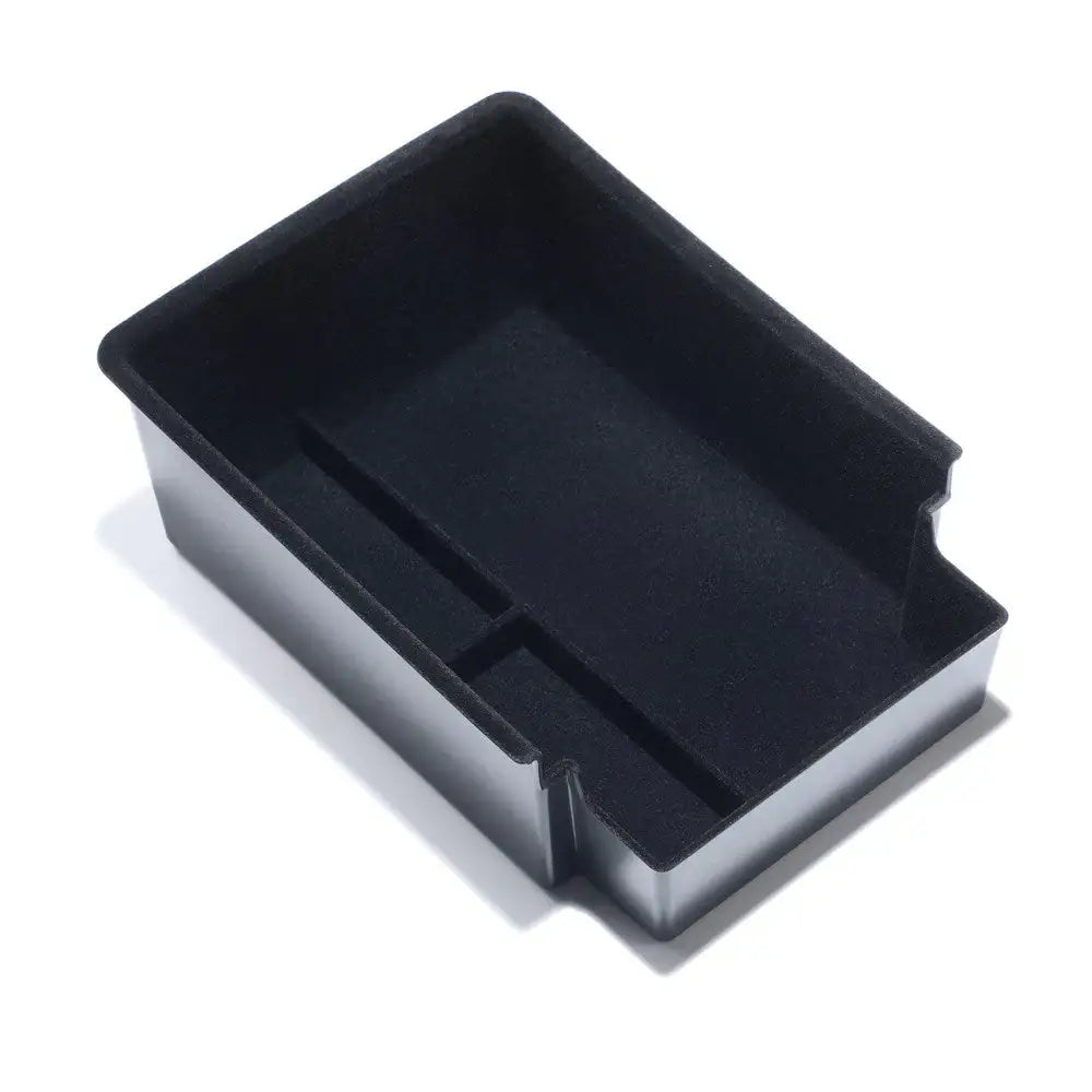 Black EV storage tray with custom compartments for organized car accessories
