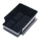 Black EV center console organizer tray with divided compartments for car storage