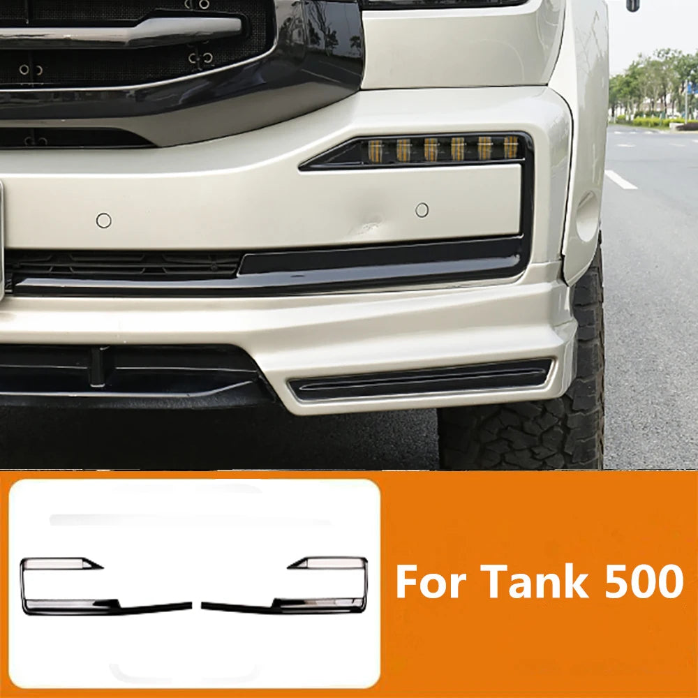 Black Warrior Kit Blackened Bright Strip Decorative Trim For Great Wall Tank 500 2022 2023 2024 Front Fog Light Accent