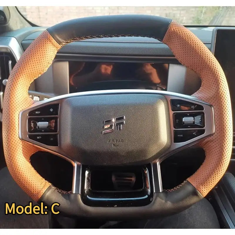 Genuine Leather Handmade Steering Wheel Cover for Chery Jetour T2 & Jetour T2 PHEV CHERY3