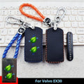 Genuine Leather Bluetooth Key Case with Anti-Drop Plate for Volvo EX30 Key Fob