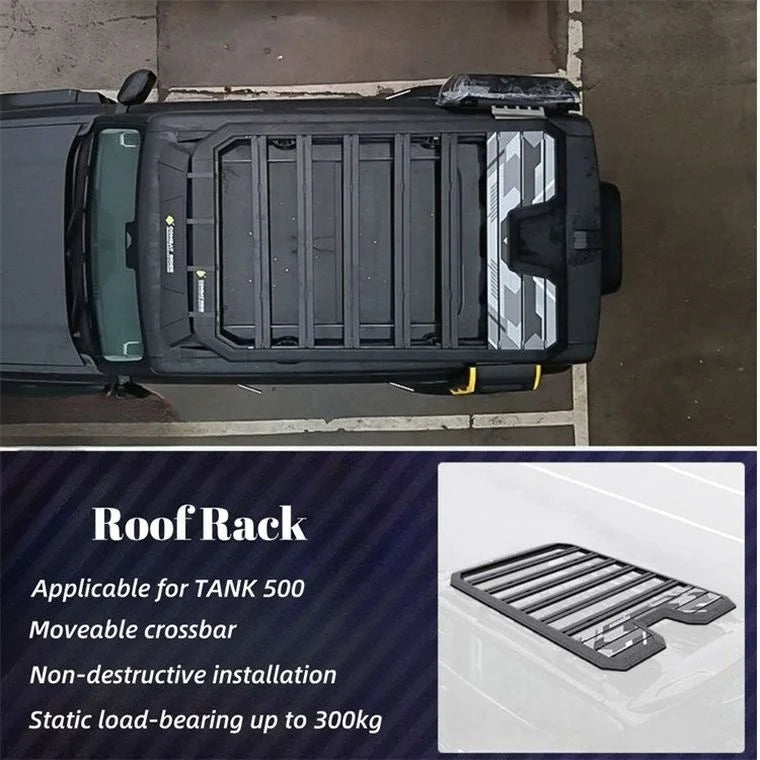 2024 New Yuesheng Roof Rack Expansion Platform for TANK 500 4x4 -Black Aluminum Alloy Luggage Carrier