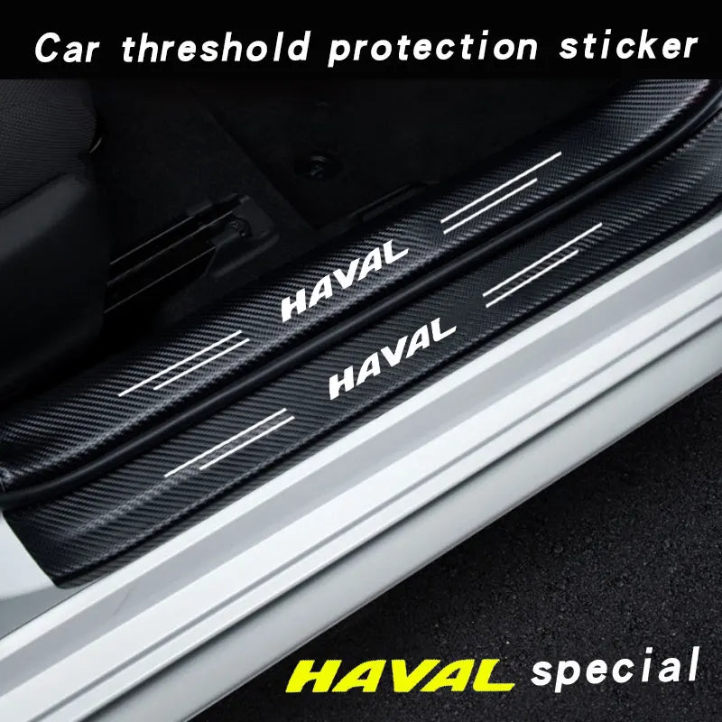 Carbon Fiber Door Sill Plate Protector Stickers for Haval H1 H2 H3 H6 H7 H9 M6 F7X Jolion Great Wall Interior Accessories
