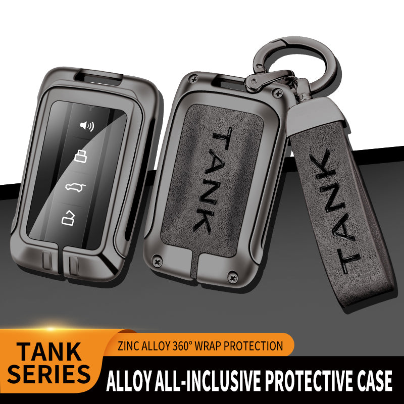 Zinc Alloy Leather TPU Car Remote Key Case Key Chain For Great Wall GWM WEY Tank 300 500 Accessory