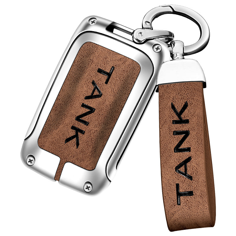 Zinc Alloy Leather TPU Car Remote Key Case Key Chain For Great Wall GWM WEY Tank 300 500 Accessory