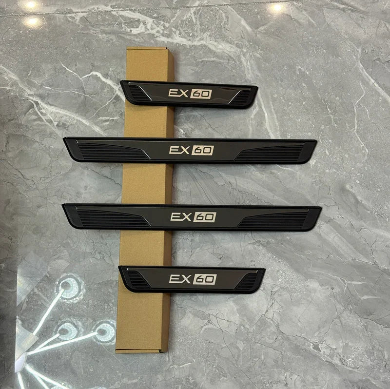 Custom Door Sill Protector Strips for Volvo EX30 EX40 EX60 -Stainless Steel & ABS