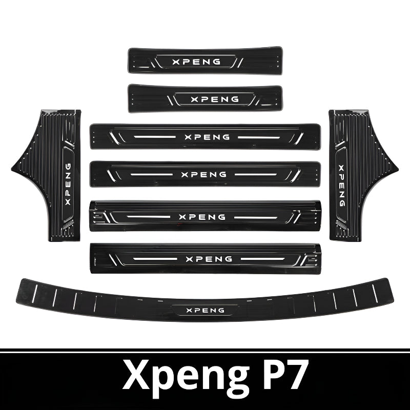 2025 Xpeng P7 Door Sill & Trunk Protection Strips | Stainless Steel Kick Guar