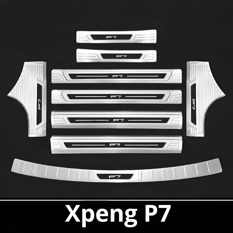 2025 Xpeng P7 Door Sill & Trunk Protection Strips | Stainless Steel Kick Guar