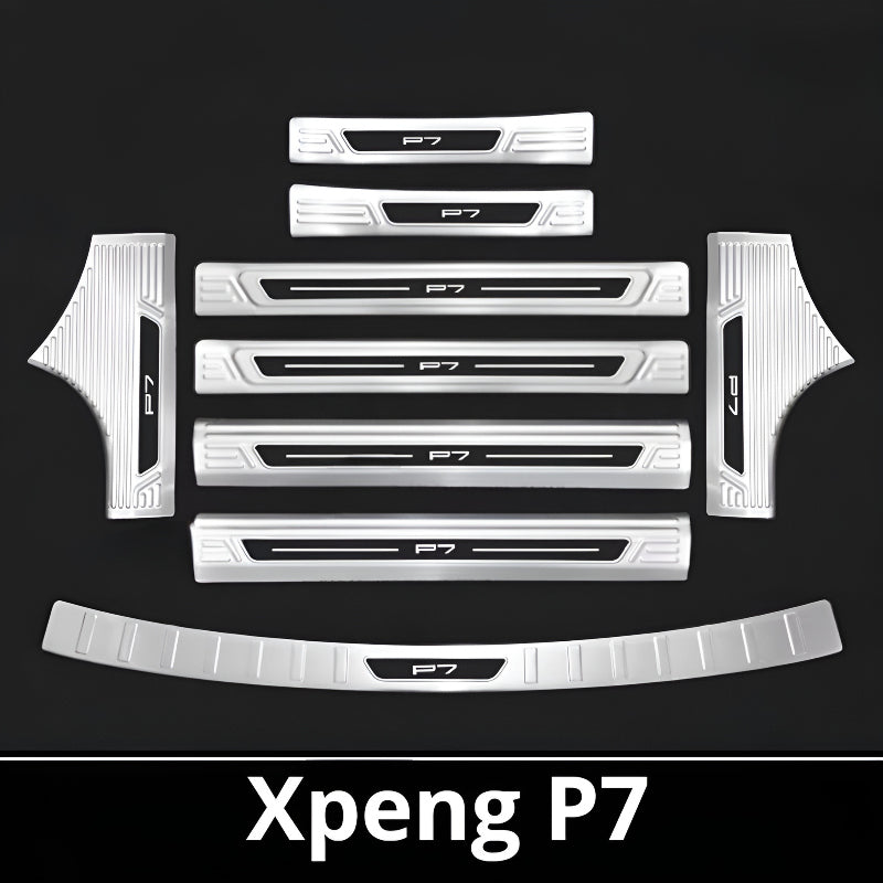 2025 Xpeng P7 Door Sill & Trunk Protection Strips | Stainless Steel Kick Guar