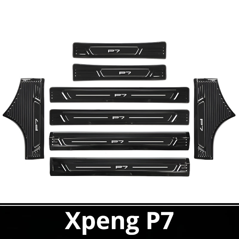 2025 Xpeng P7 Door Sill & Trunk Protection Strips | Stainless Steel Kick Guar