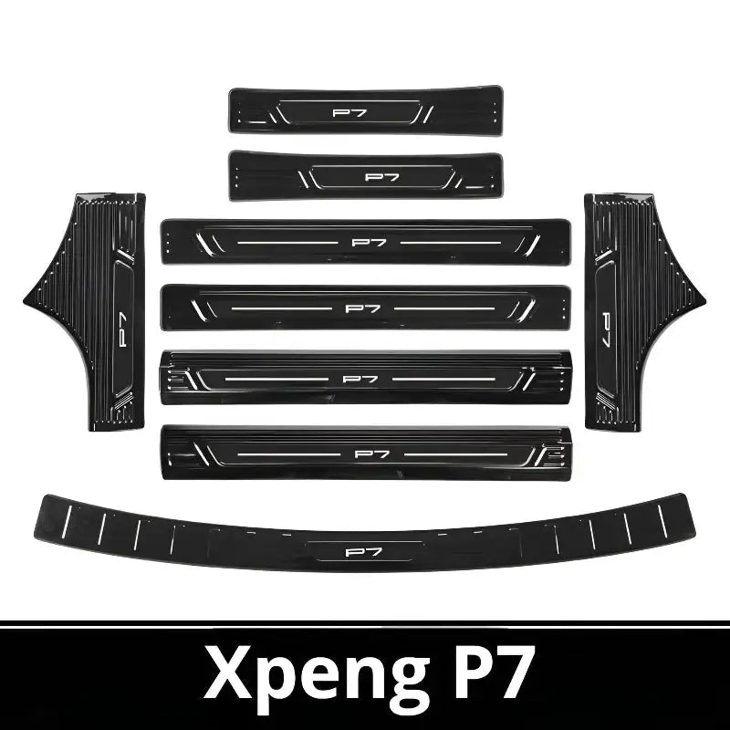 2025 Xpeng P7 Door Sill & Trunk Protection Strips | Stainless Steel Kick Guar