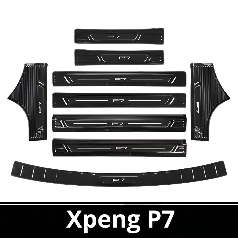 2025 Xpeng P7 Door Sill & Trunk Protection Strips | Stainless Steel Kick Guar