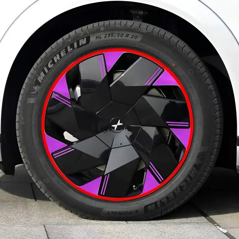 XPeng X9 Hubcap Sticker Blackout Modification
