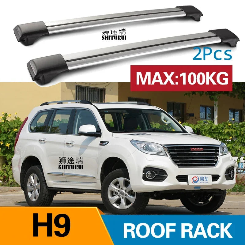 2Pcs Aluminum Roof Cross Bars for HAVAL H9 2014-2019 -High Load Capacity 100KG Side Bars