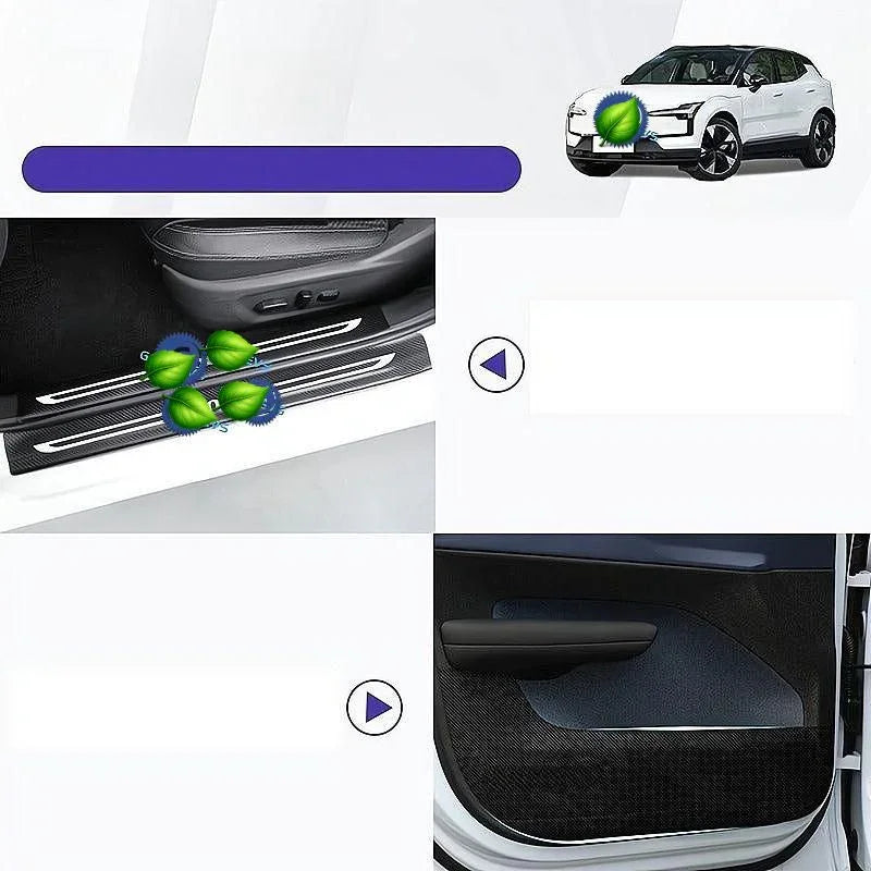 Carbon Fiber Car Door Sill Protectors & Anti-Kick Mat for Volvo EX30