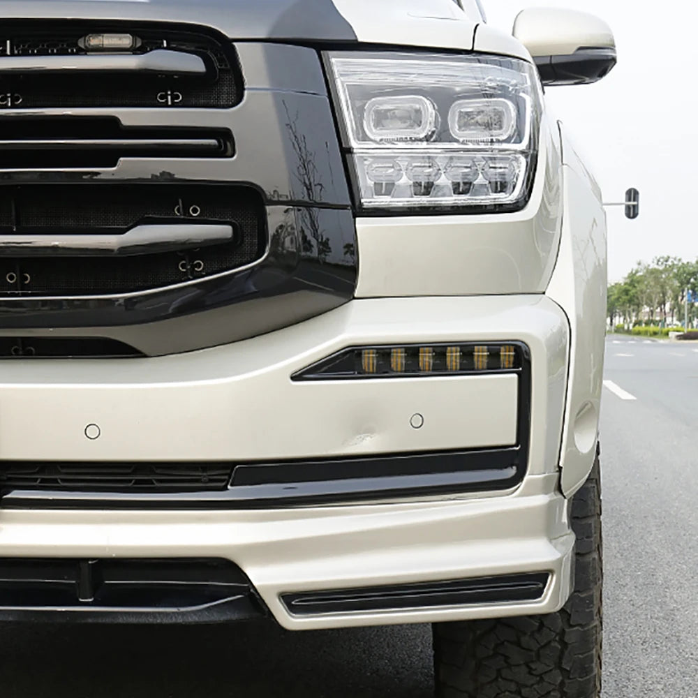 Black Warrior Kit Blackened Bright Strip Decorative Trim For Great Wall Tank 500 2022 2023 2024 Front Fog Light Accent