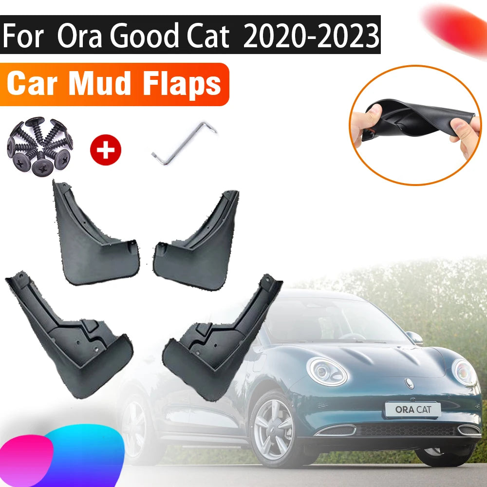 4 PCS Car Mud Flaps for Ora Good Cat Haomao Funky Cat 2020-2023 - Front & Rear Mudguards, Anti-Dirt Splash Guards