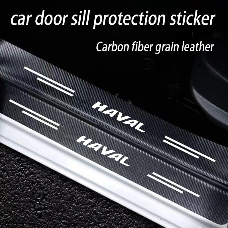 Carbon Fiber Door Sill Plate Protector Stickers for Haval H1 H2 H3 H6 H7 H9 M6 F7X Jolion Great Wall Interior Accessories