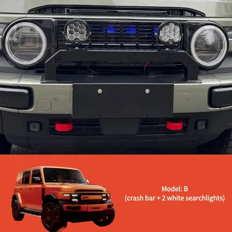 Car front crash bar and modified spotlights For Chery iCAR V23