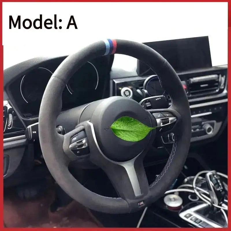 Hand-stitched tumbled leather steering wheel cover CHERY7