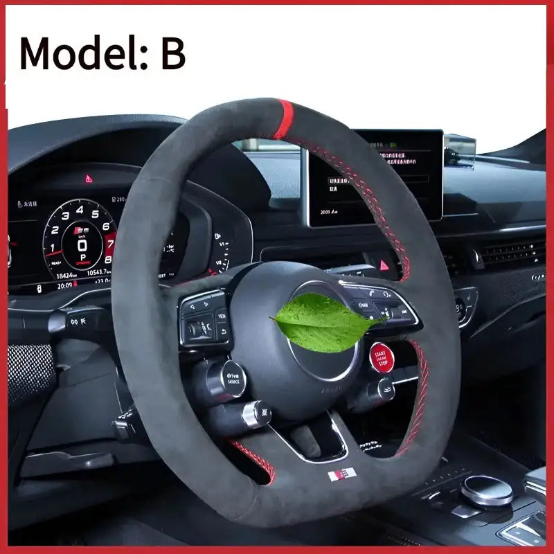 Hand-stitched tumbled leather steering wheel cover CHERY8