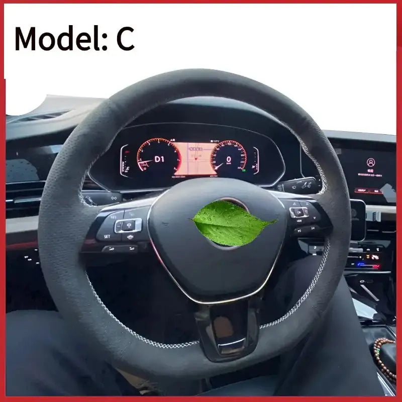 Hand-stitched tumbled leather steering wheel cover CHERY9
