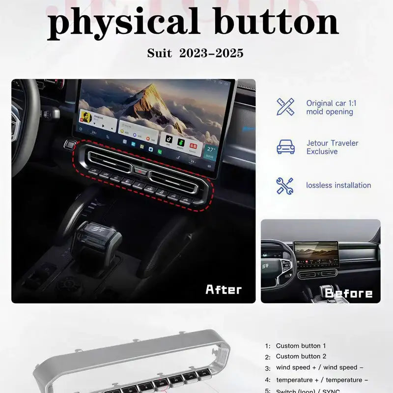 Multi-function physical buttons for vehicle retrofitting, suitable for Chery Jetour T2 & T2 PHEV