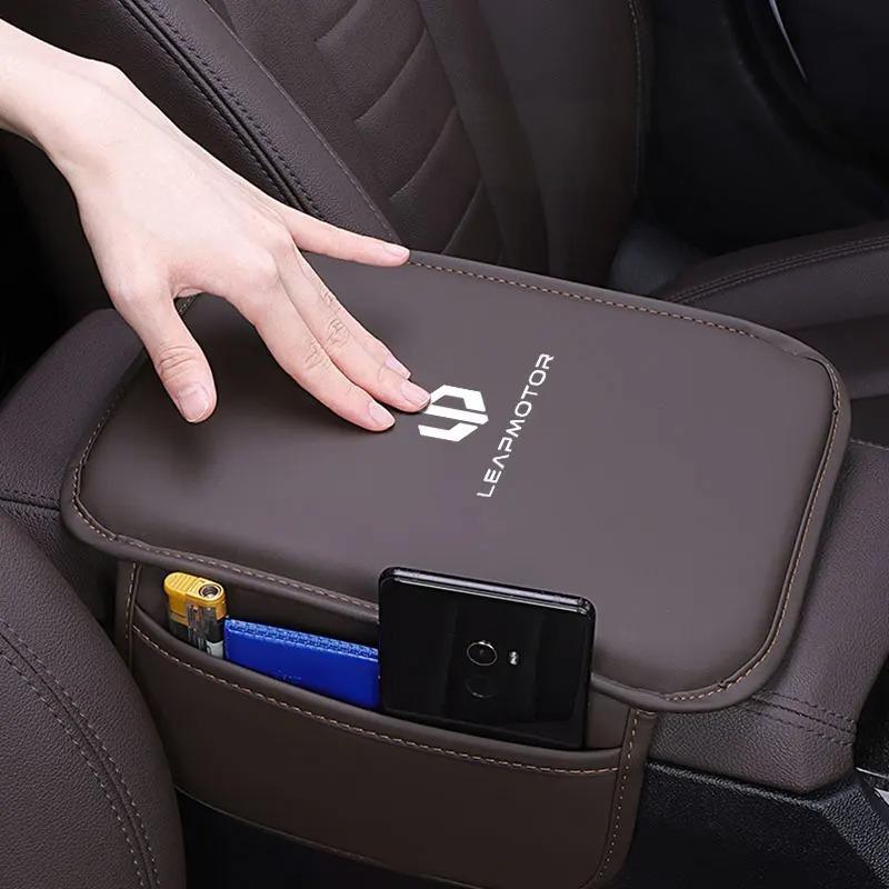 Leapmotor Armrest Box Heightening Pad | Center Console Organizer Mat with Storage PU Leather