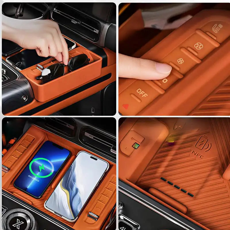 Jetour G700 Charging Silicone Pad Storage Case with Lower Storage Compartment