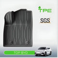All-weather floor mats for BYD Atto 3, interior liners from TOP BYD, showing textured rubber surface and edge coverage.