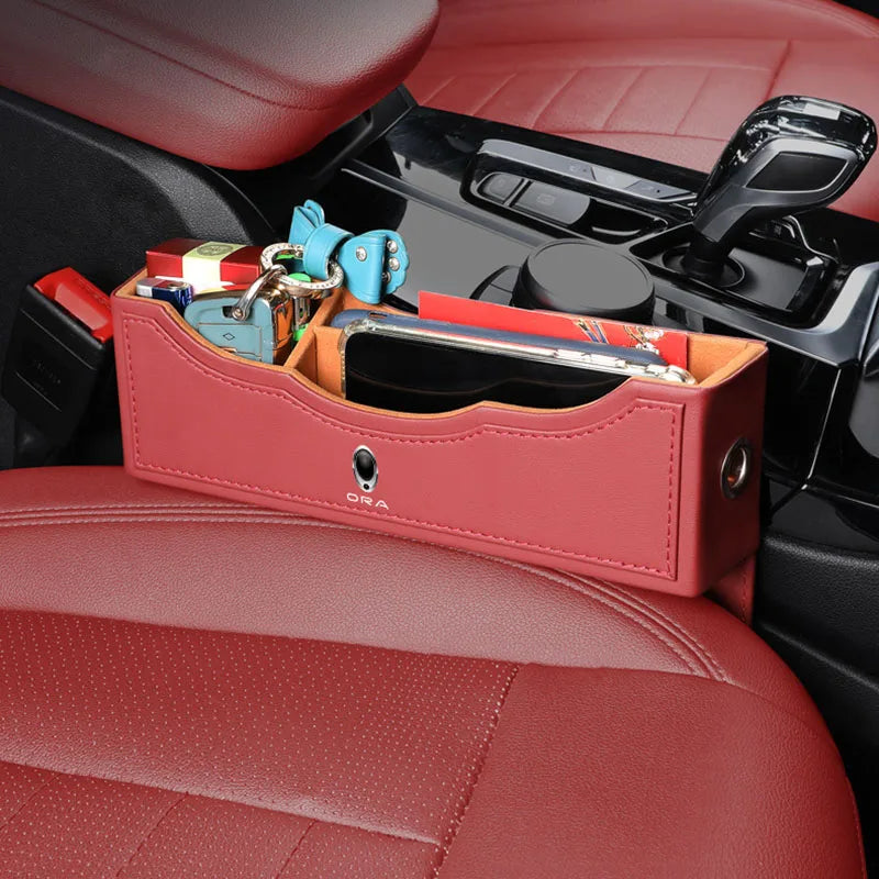 Premium PU Leather Car Seat Gap Filler for GWM ORA Good Cat GT Funky Cat Ballet Cat EV 2023 Side Pocket Organizer