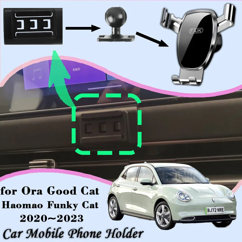 Custom Car Phone Holder for Ora Good Cat Funky Cat GWM Ora 2020-2023 Secure Vent Mount