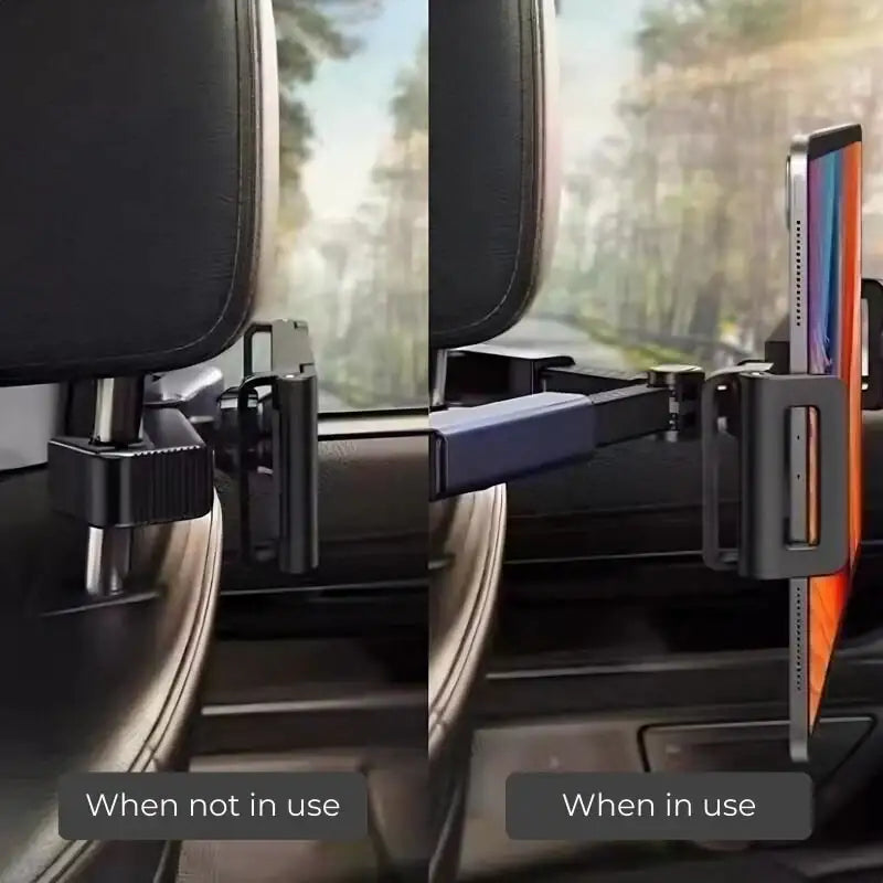 比亚迪鲨鱼6后座平板手机支架，车内可调节头枕式多功能储物配件，适用于汽车内饰。