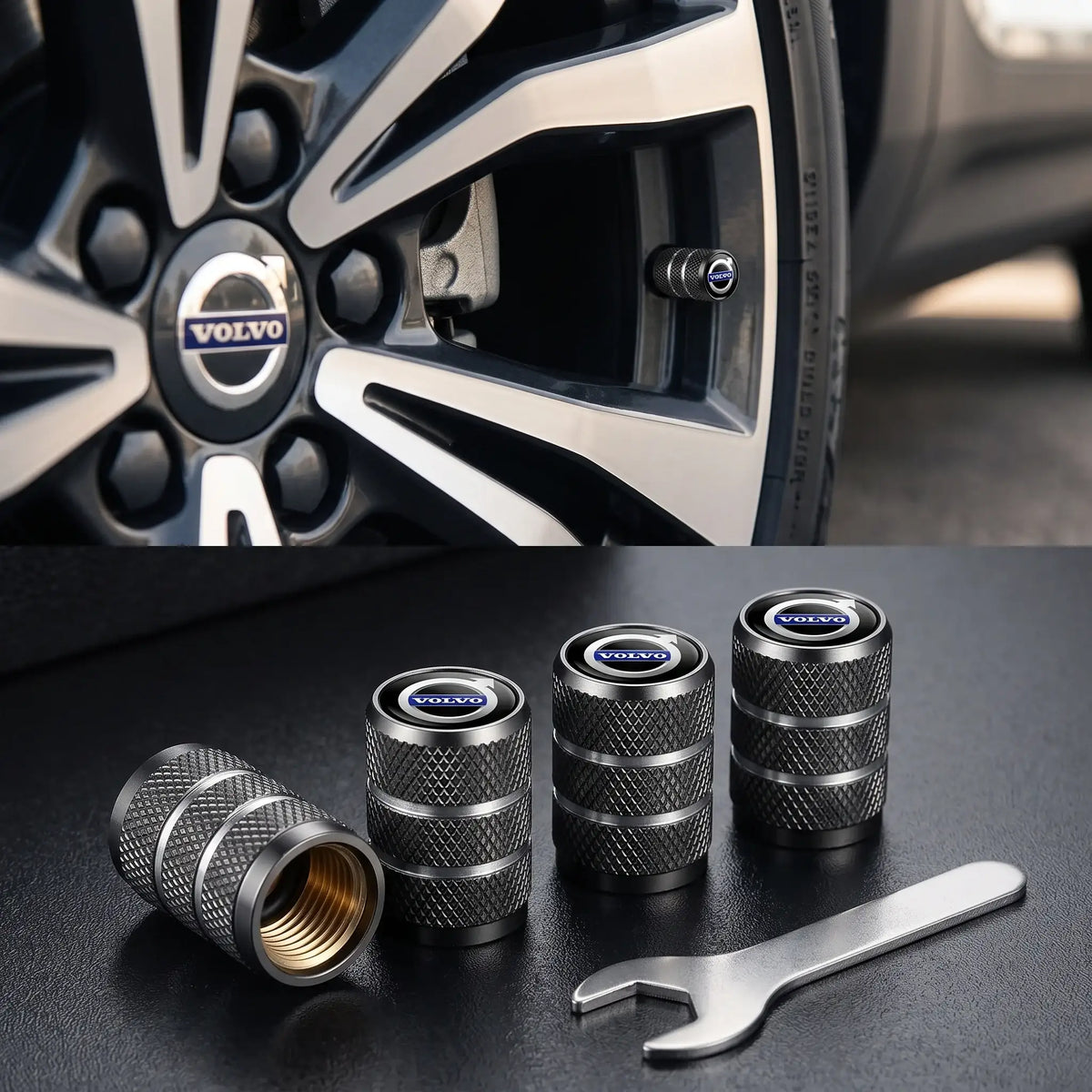 Premium Car Tire Valve Stem Caps for Volvo EX30 EX40 | Durable Brass Aluminum Covers | carblaze 1