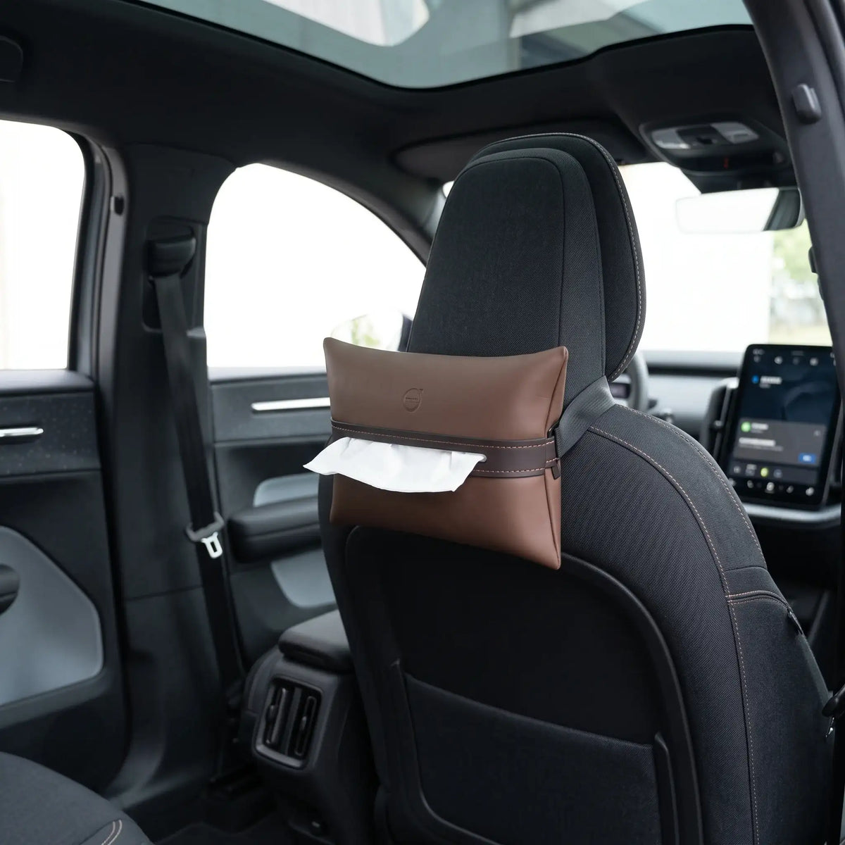 Volvo EX30 Nappa Leather Car Tissue Box Holder -Neat Interior, No Space Occupation | carblaze 1