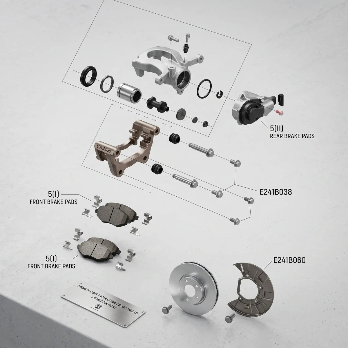 Premium Front & Rear Ceramic Brake Pads Set Replacement Kit for MG HS | carblaze 1