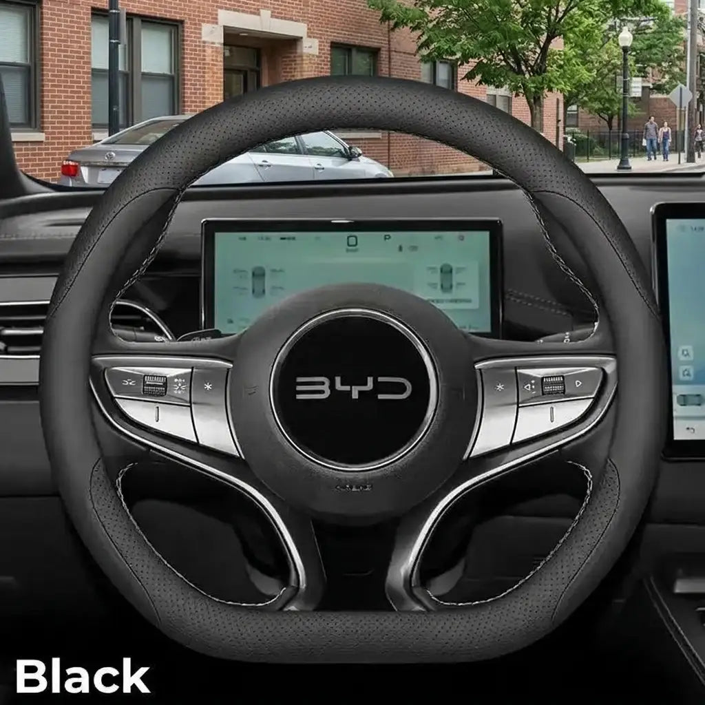 Premium Napa Leather Steering Wheel Cover Wrap for BYD Models | carblaze 1