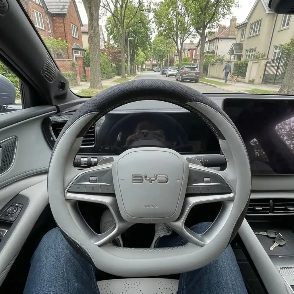 Premium Napa Leather Steering Wheel Cover Wrap for BYD Models | carblaze 6