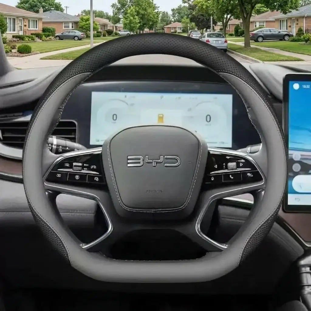 Premium Napa Leather Steering Wheel Cover Wrap for BYD Models | carblaze 7