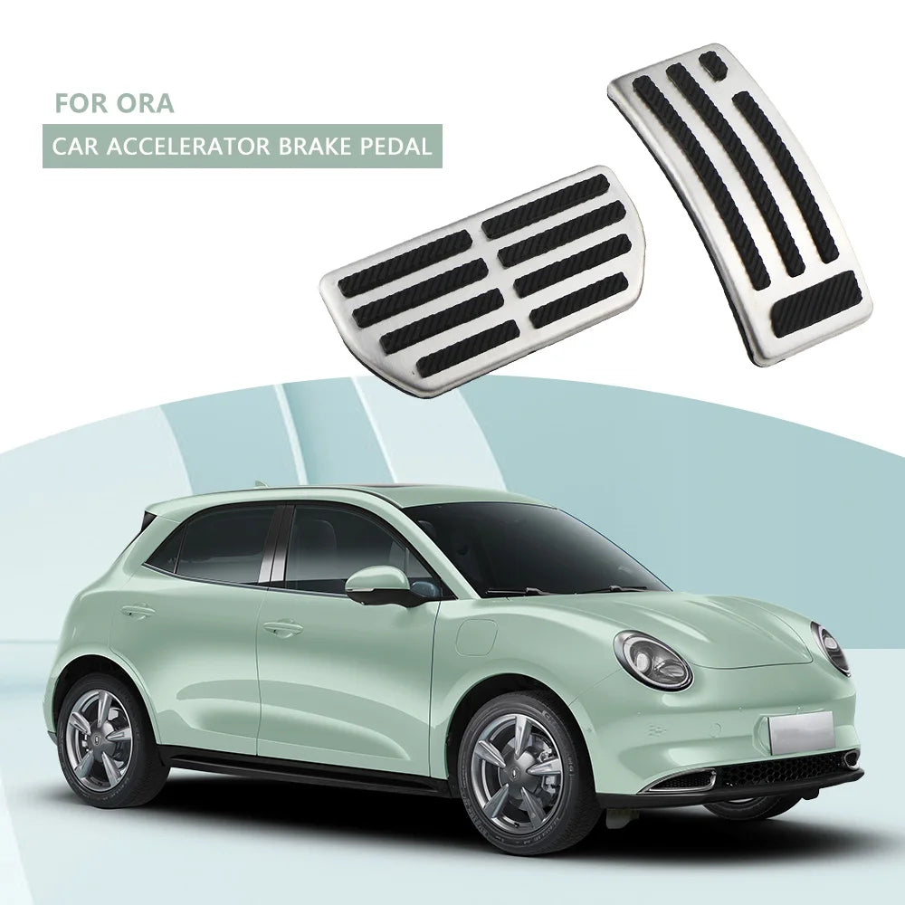 Non-Slip Stainless Steel Gas and Brake Pedal Covers for GWM ORA Cat Funky Cat EV 2022 2023