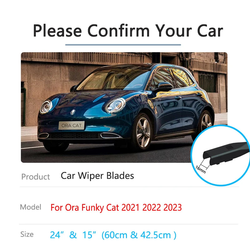 GWM Ora Funky Cat Good Cat ES11 2021-2023 Windshield Wiper Blades | 24+15 Inch All-Season Premium Replacement