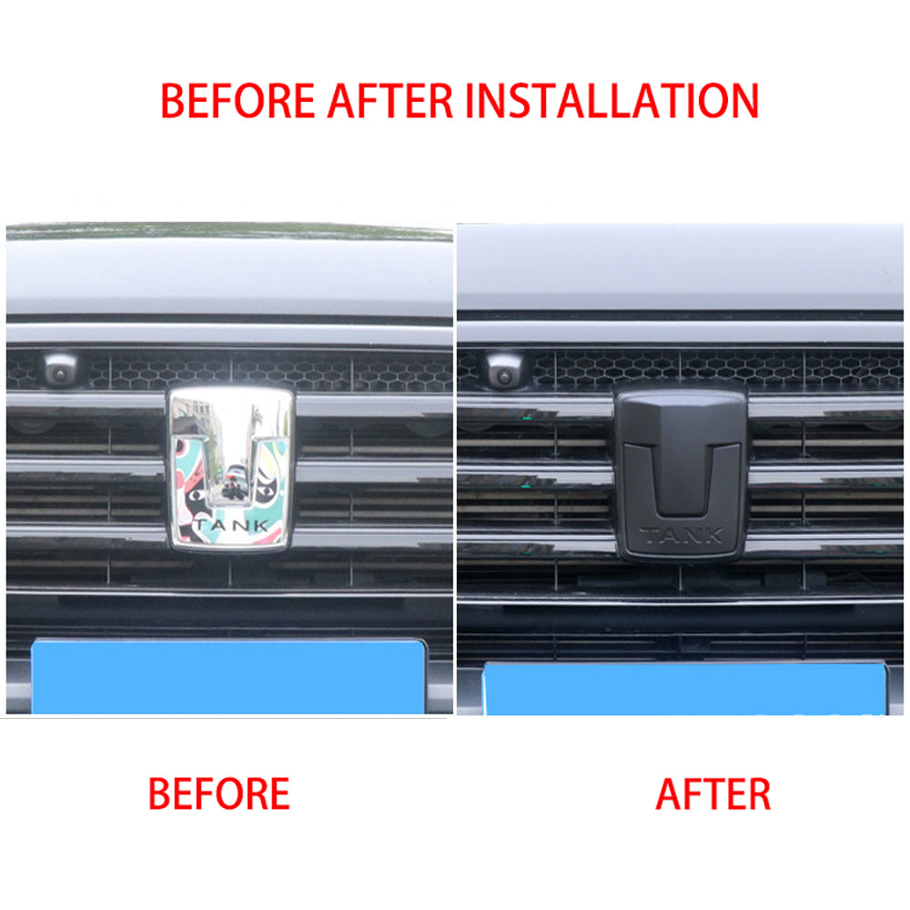 Black ABS Car Front Rear Logo Badge Emblem Sticker Compatible for Great Wall GWM WEY TANK 300 2019-2022