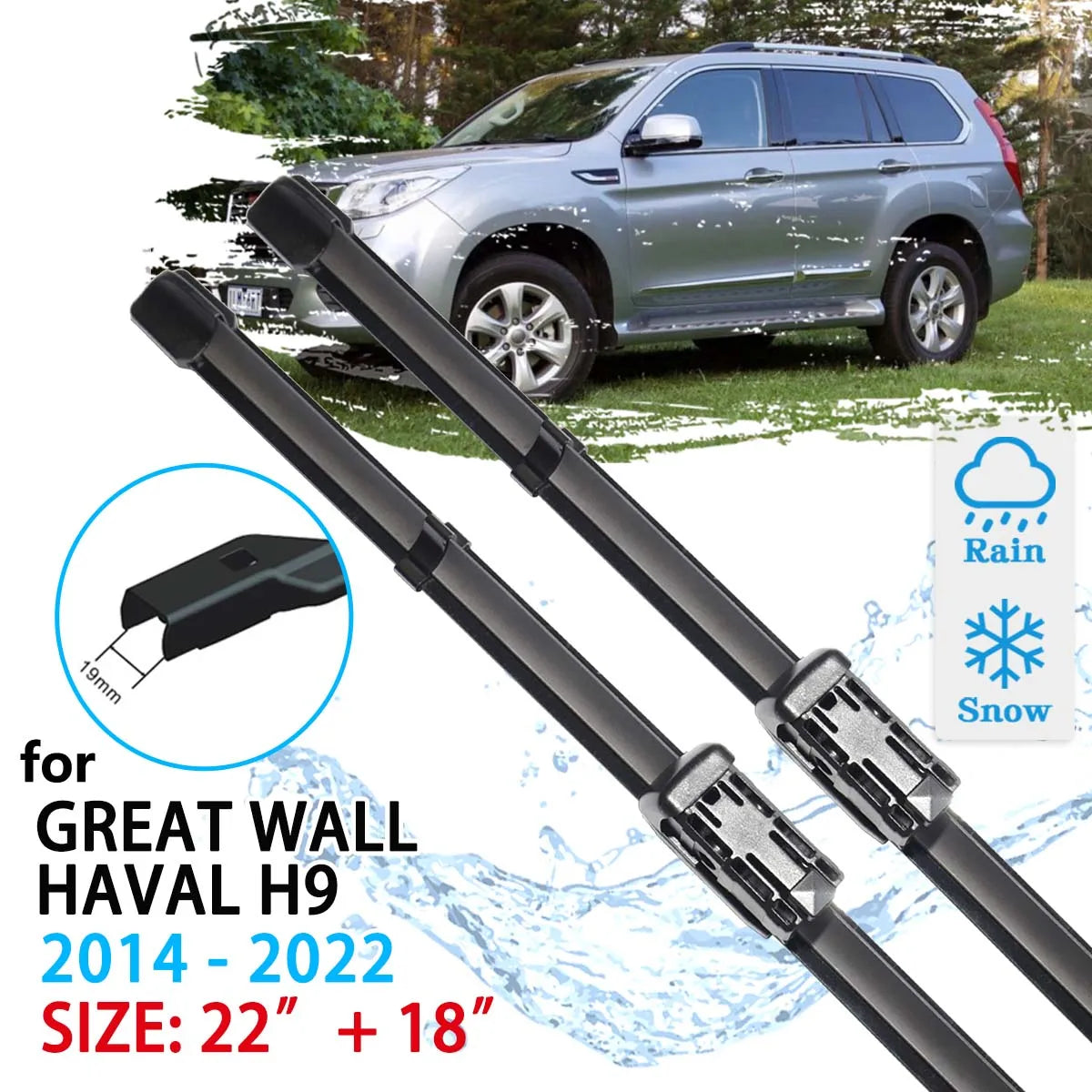 Premium Front Wiper Blades for Great Wall Haval H9 2014-2022 - OEM Quality Windscreen Replacement