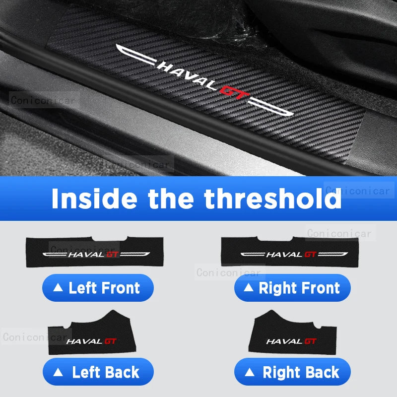 HAVAL H6 GT 2022 2023 Auto Tailgate Guard Door Sill Pedal Carbon Fiber Texture Leather PU Protection Sticker
